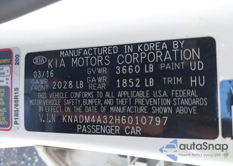 2017 Kia Rio Lx из США, поврежденный, VIN KNADM4A32H6010797